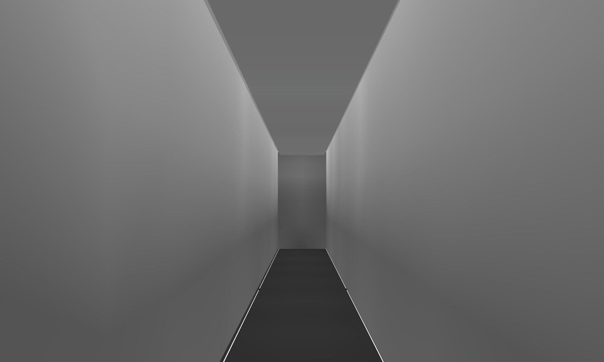 Render with wall washing on one side and in-ground uplighting on the other for an intentionally asymmetrical look.