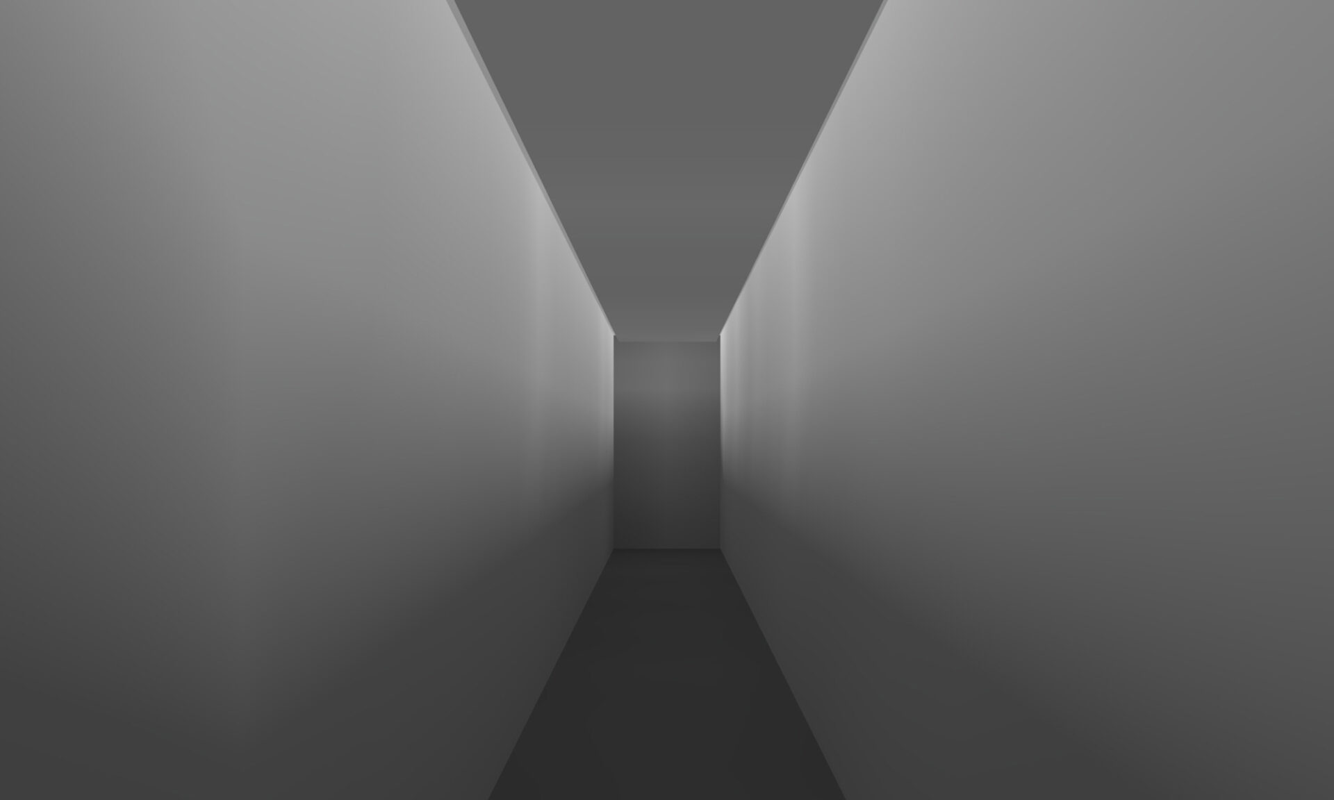 Render of direct cove lighting washing down a corridor wall to emphasize texture and architecture.