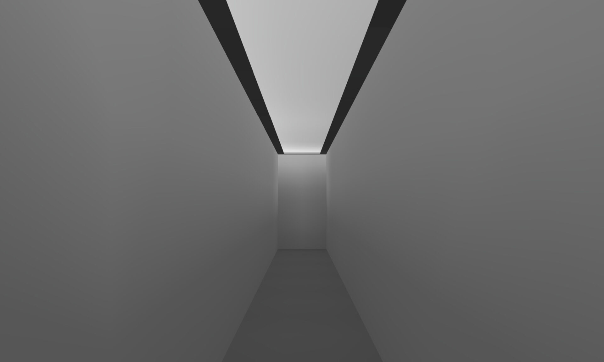 Render of wall-mounted uplighting that bounces light onto the ceiling for soft, indirect corridor illumination.