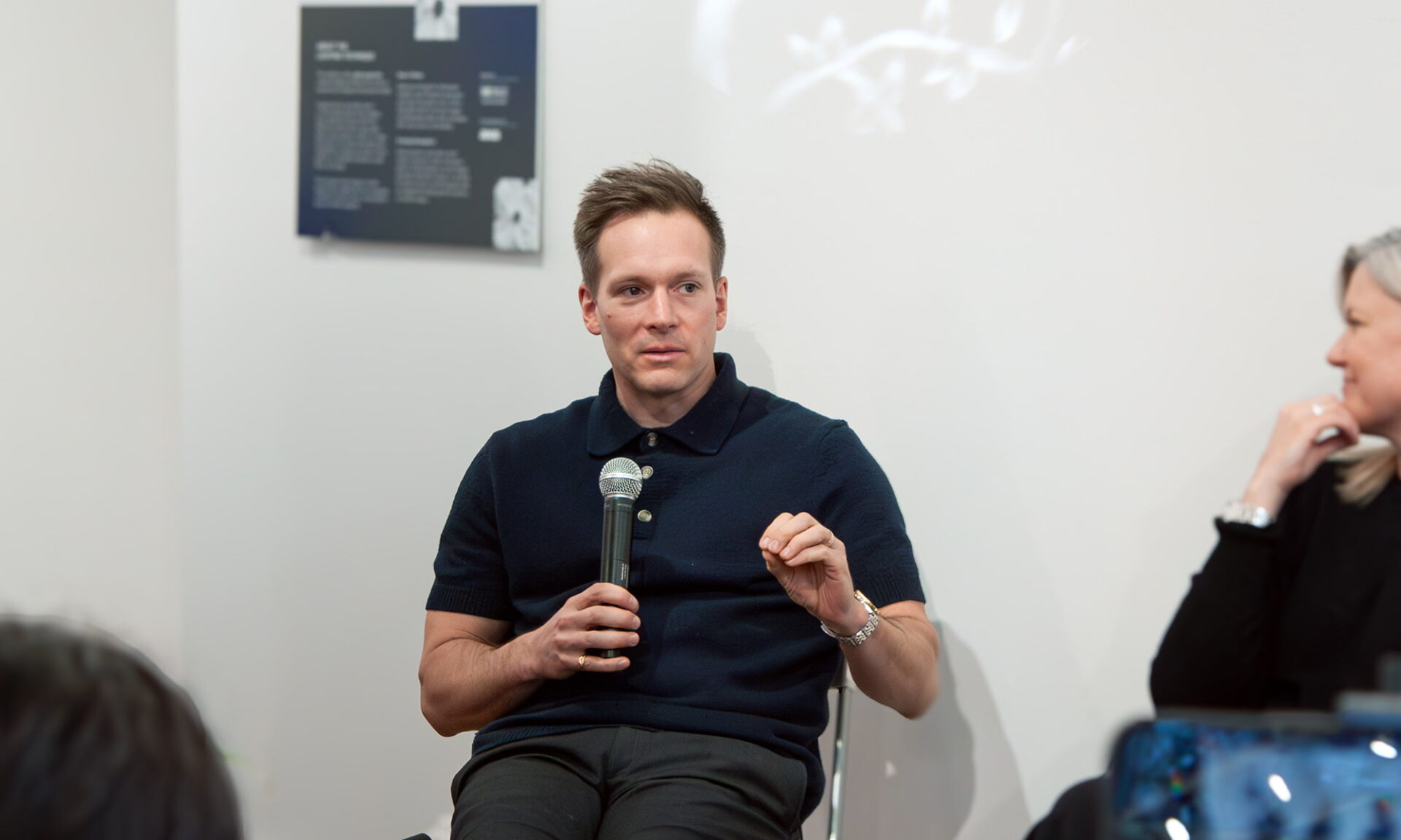David Guenter, Senior Associate at SHAPE Architecture, speaking during a discussion on coordination challenges in ceiling design.