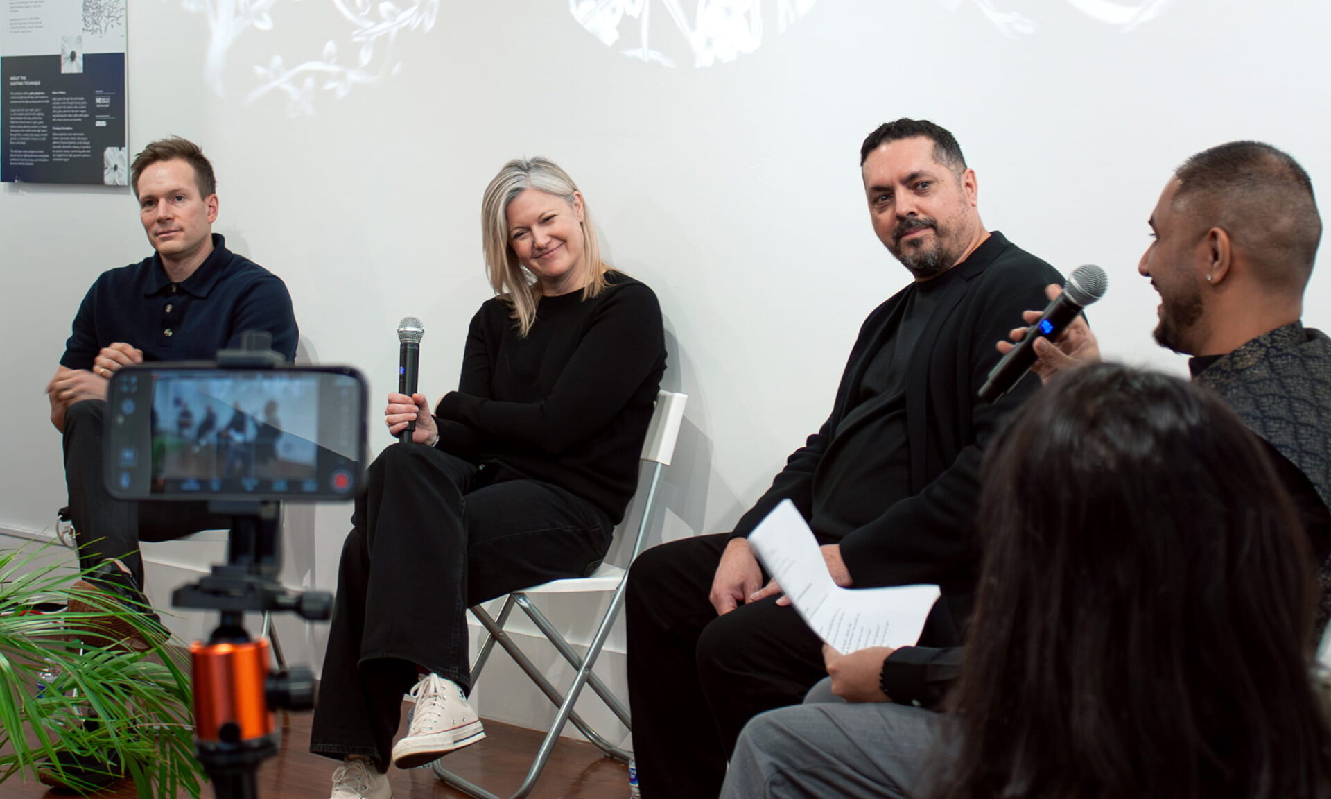 Panelists David Guenter, Andrea Greenway, Victor Quezada and moderator Sai Venkat speaking at the “Who Moved My Light?” lighting coordination panel discussion.